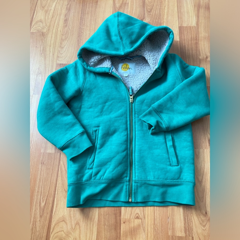Mini Boden Green Winter Jacket Sherpa Lined Warm Boys Kids Coat Size 6-7Y